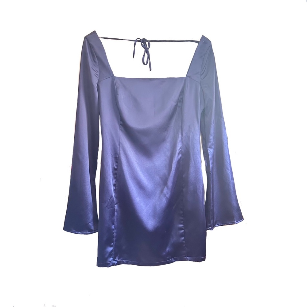 Wild Fable Satin Minidress Navy Blue M Medium Retro 60s 70s Festival Party NWOT